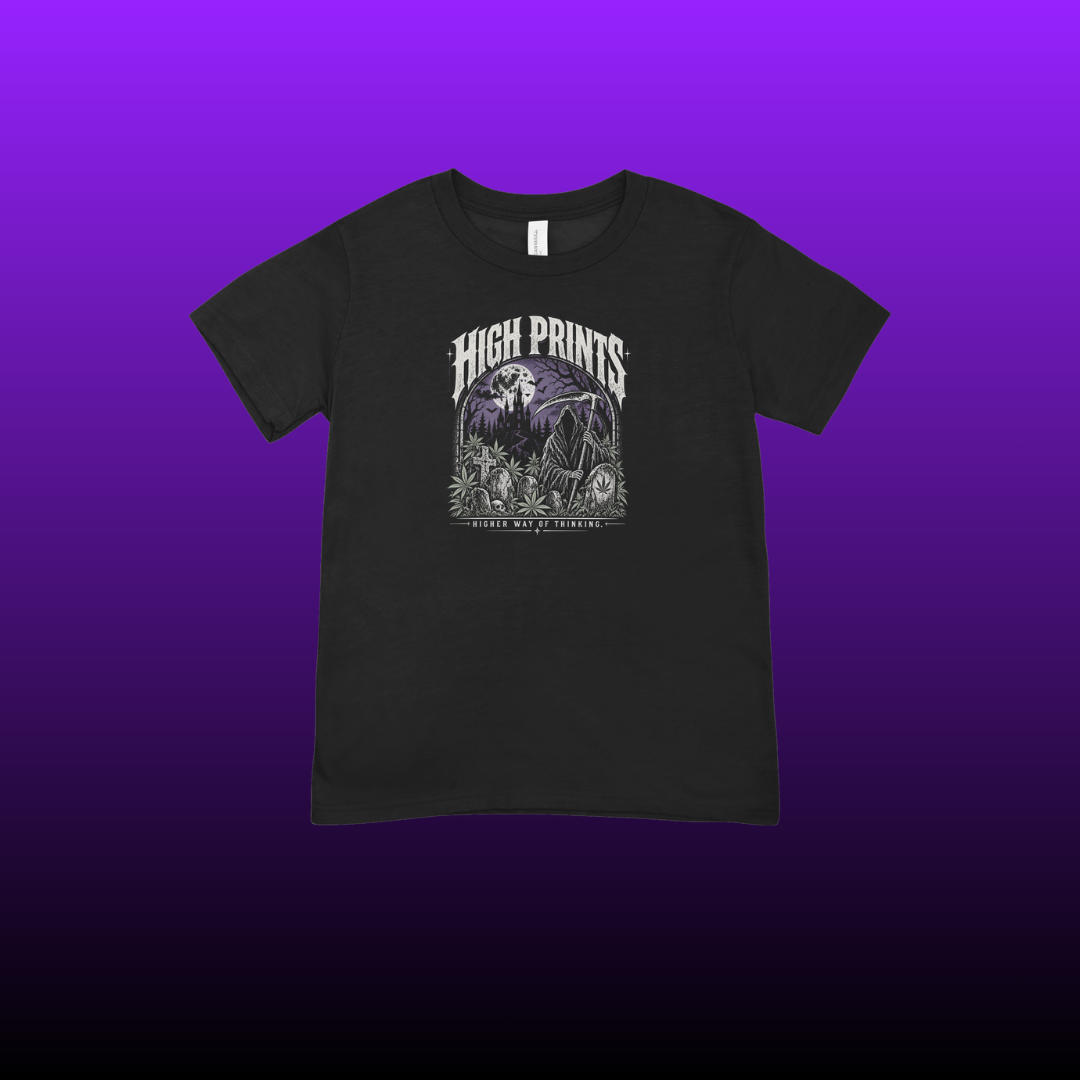 High Prints Graveyard Shift T-Shirt in black, front view